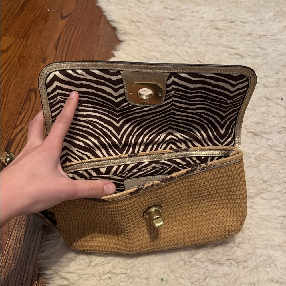 Coach Tan Clutch with Gold Trim - Picture 3 of 3